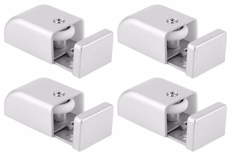 Guida per pavimento di porte scorrevoli, set di 4 pezzi, in acciaio inossidabile e plastica