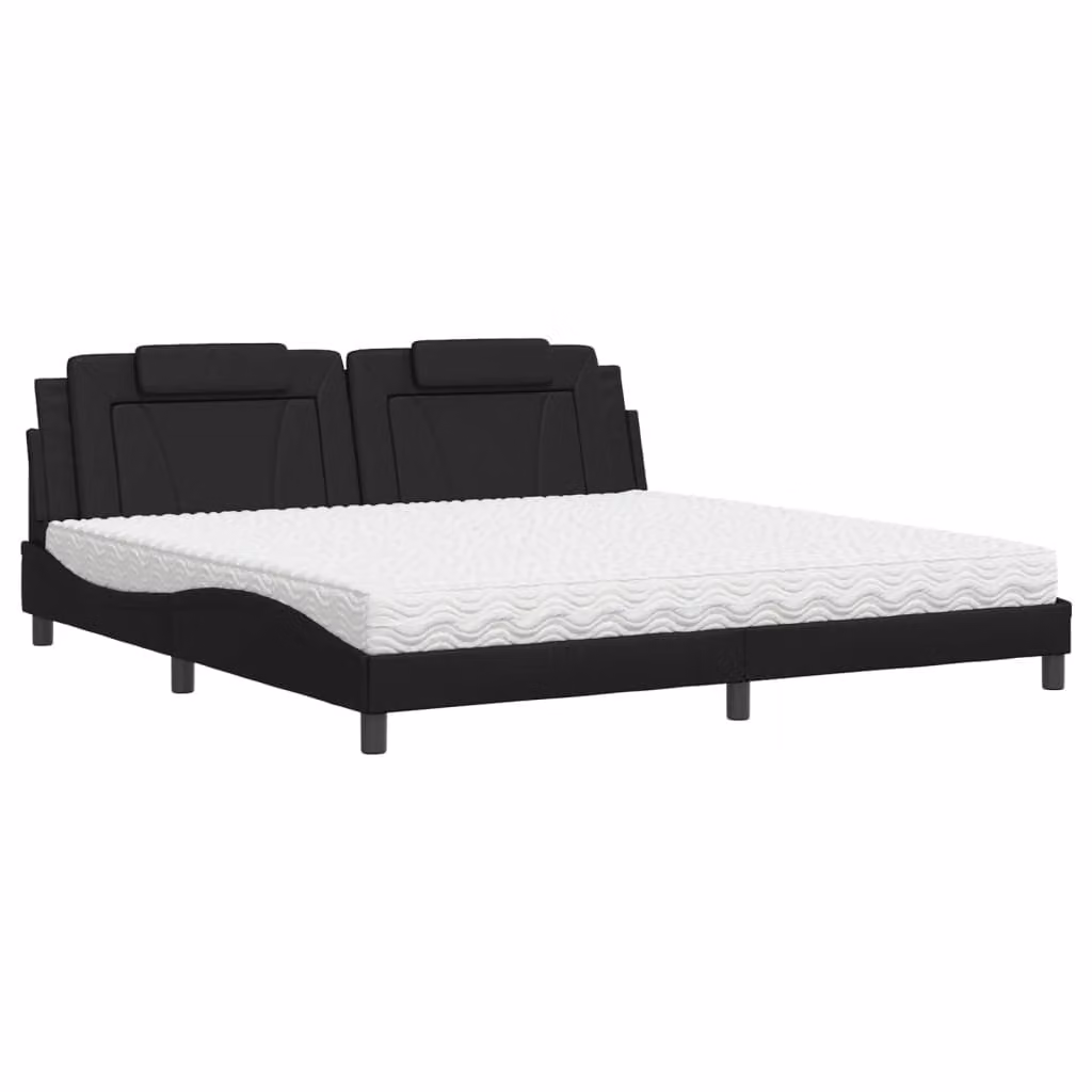 Letto Viana con Materasso Nero 200x200 cm in Pelle finta