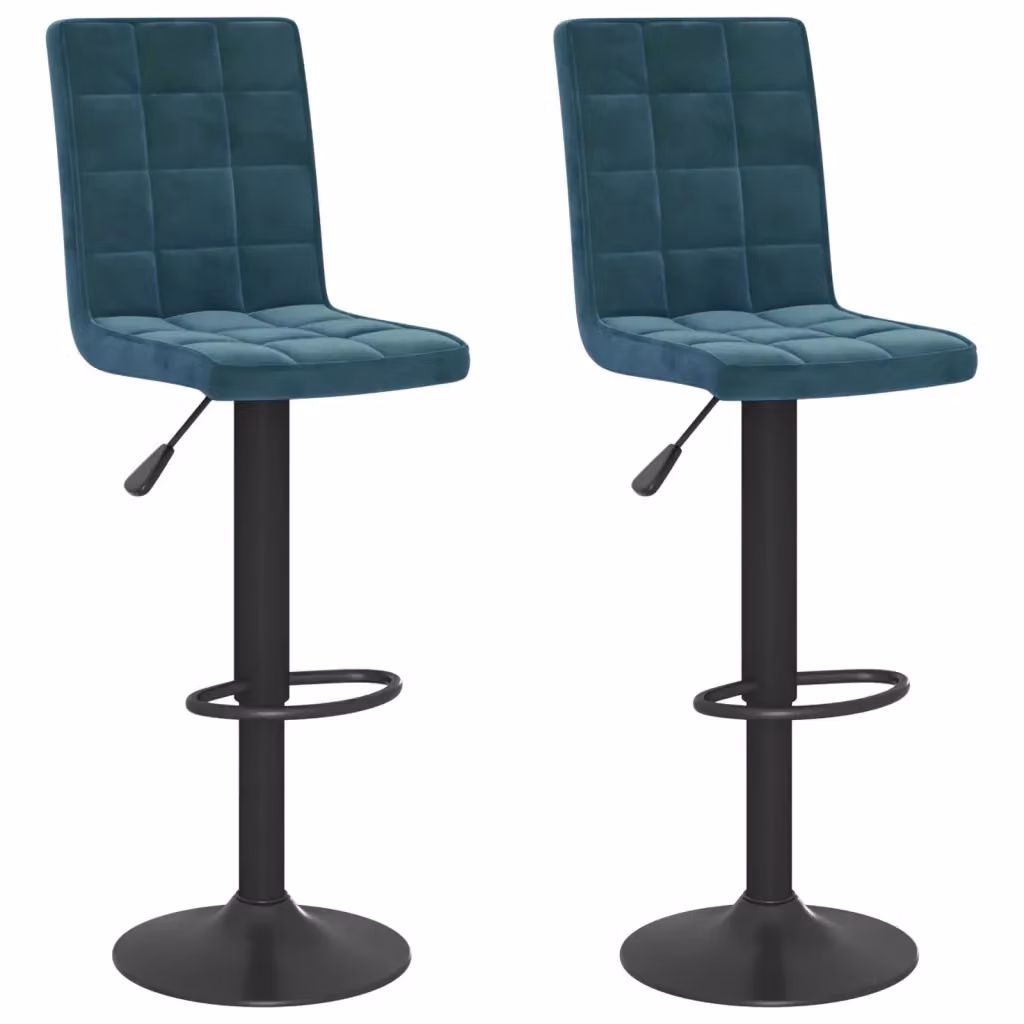 Set di 2 sgabelli da bar vidaXL in velluto blu con base girevole a 360 gradi, Altezza: 110 cm, L/P/H: 40 x 40 x 110 cm – 2