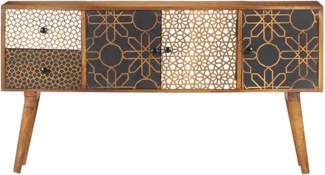 Credenza con Motivo-Buffet-Armadio da cucina Stampato 130x30x70 cm in Massello di Mango