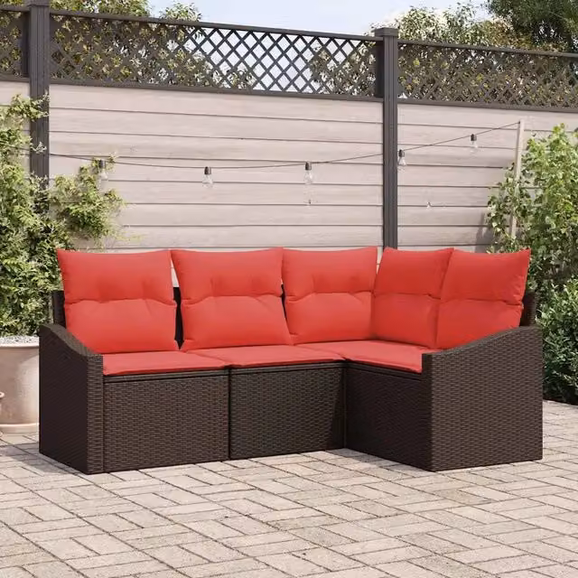 Set di divani 4 pz Marrone polyrattan 3346704