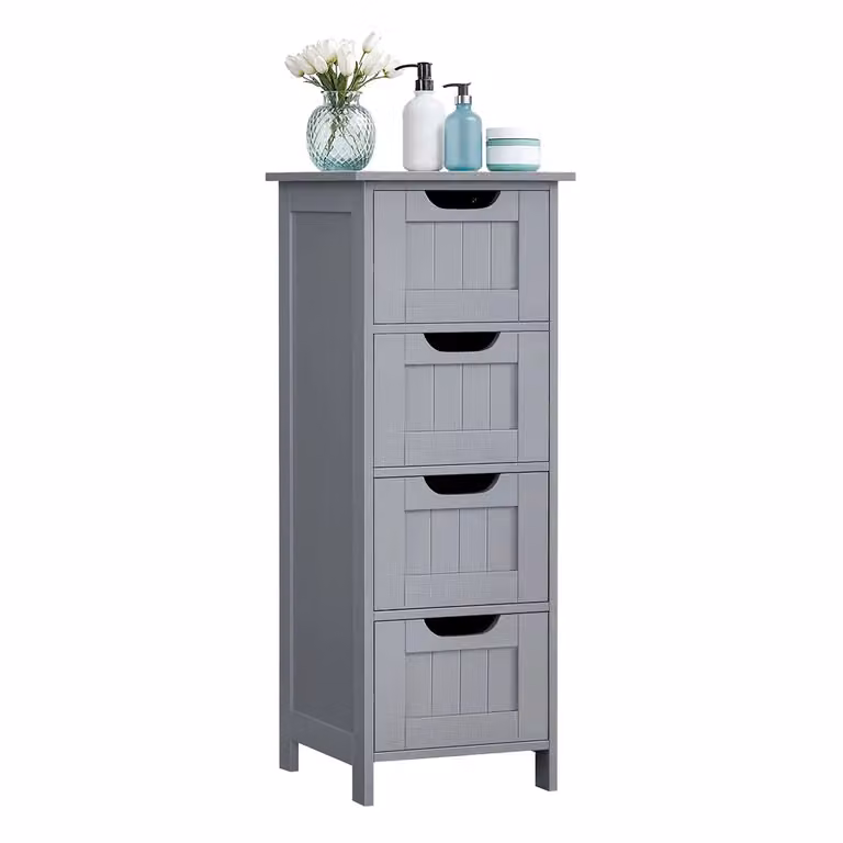 Mobile da Bagno con Cassetti Salvaspazio Stile Moderno, Grigio Mistico