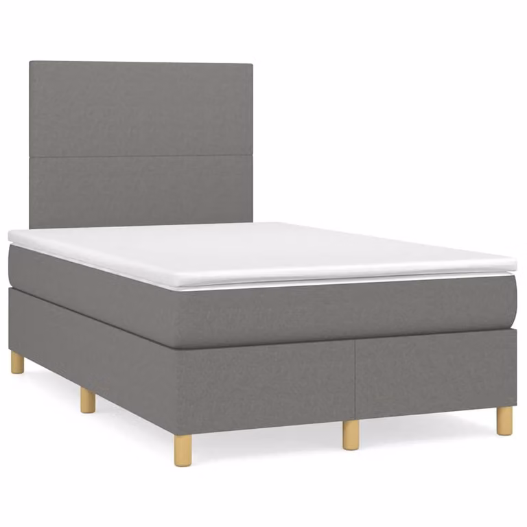 Letto a Molle vidaXL con Materasso e Illuminazione LED, Grigio e Bianco, L/P/H: 120 x 200 x 123 cm