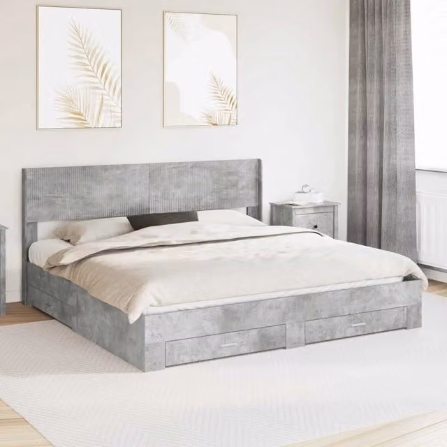 Struttura del letto con stoccaggio e testata Grigio Cemento 3414434