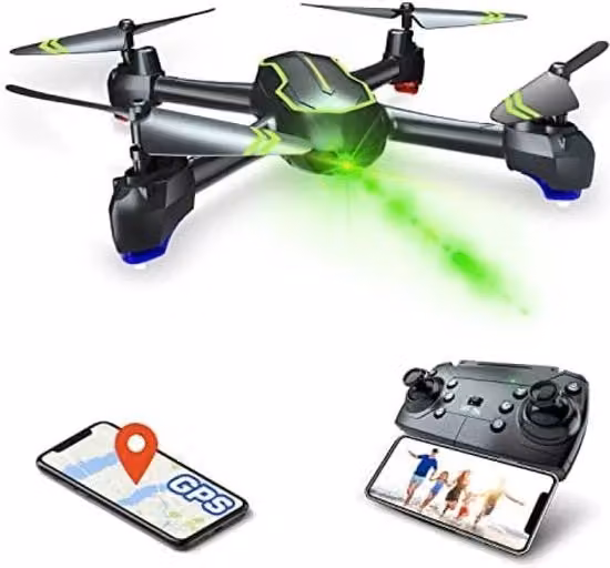 Drone RC FPV per Principianti con Camera HD 1080P, GPS, Modalità Follow e Ritorno Automatico, Colore Nero, Autonomia 32 Minuti con Due Batterie incluse