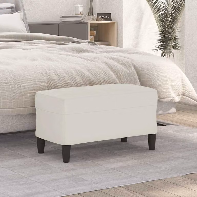 Panca vidaXL in velluto beige per soggiorno e camera da letto L: 70 cm, P: 35 cm, H: 41 cm