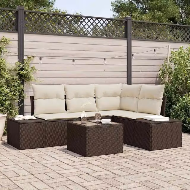 Set Divano da Giardino 5 pz Marrone polyrattan 3347048