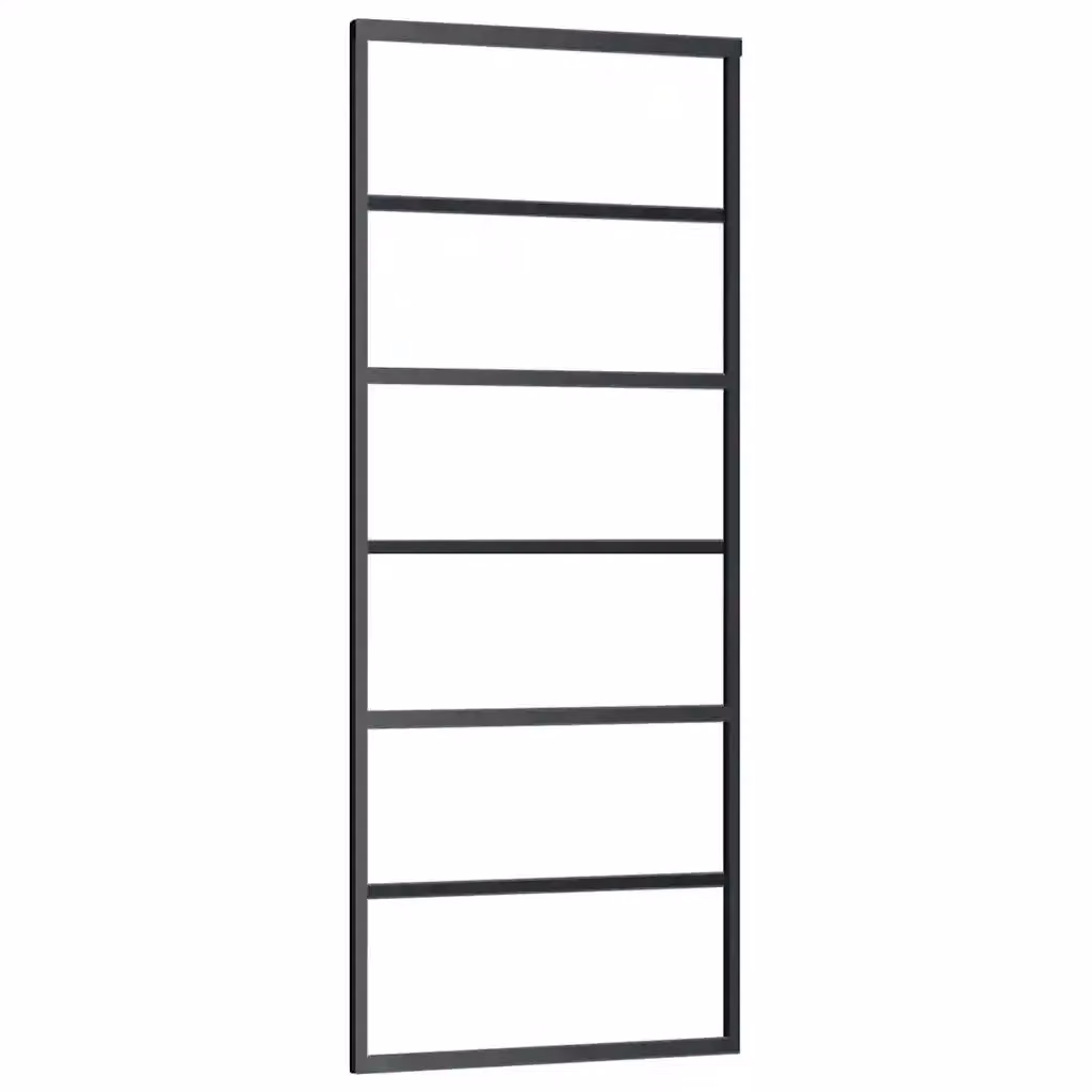 Porta Scorrevole Moderna vidaXL in Vetro Trasparente e Alluminio Nero L: 76 cm, H: 205 cm – 2