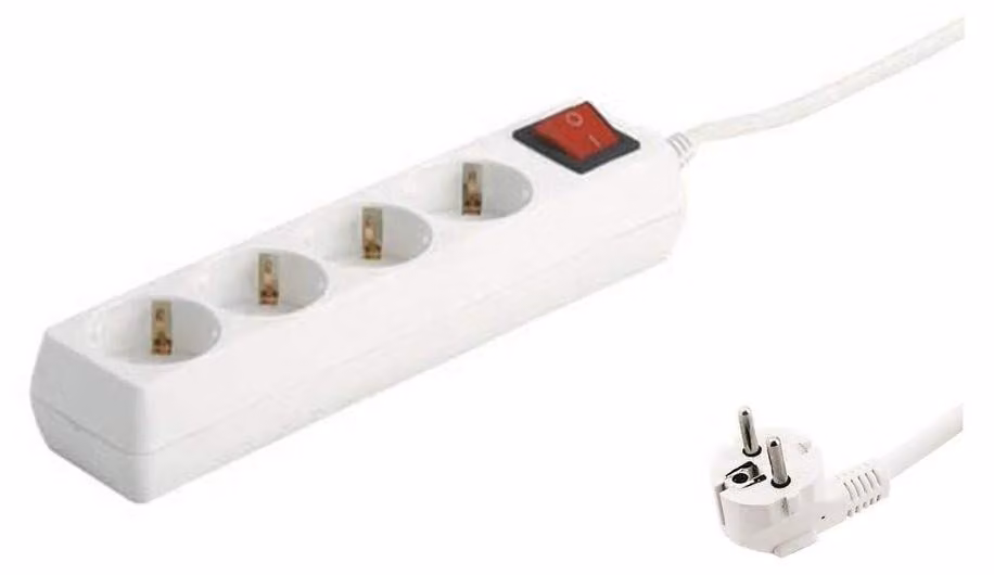 Sockel IV TOM. +T/T+CAB 3 x 1,5 + Interruttore 1,5 m: base pratica con 4 prese
