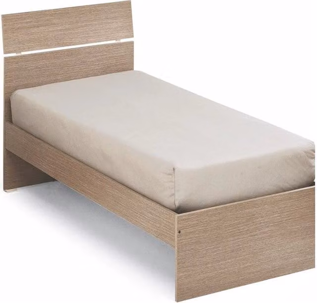 Letto singolo moderno in legno color rovere per camera da letto L 200 cm x P 85 cm x H 98 cm