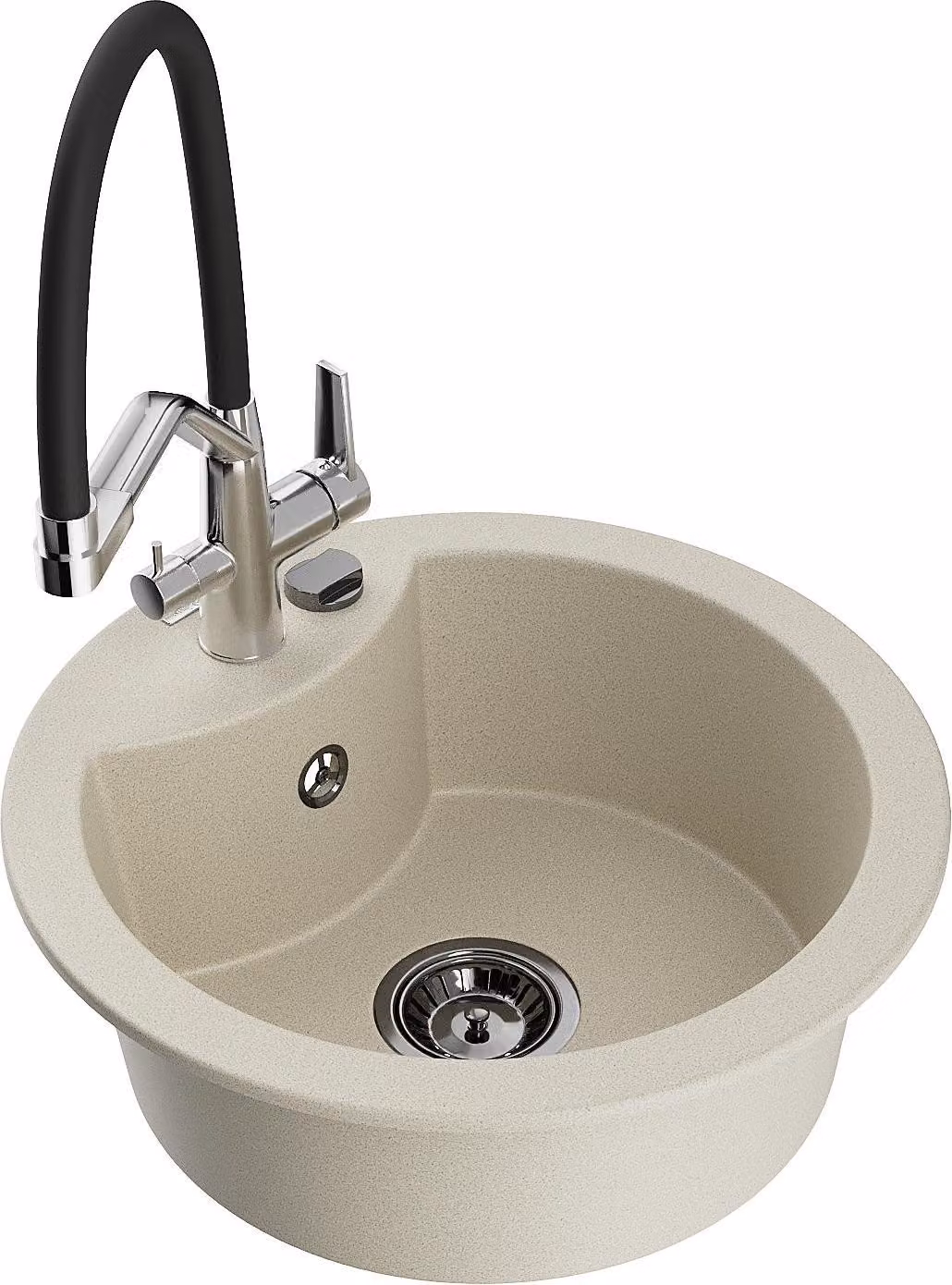 Mexen Diego lavello in granito a 1 vasca con miscelatore da cucina Duo, beige - 6512-69-671701-07-B