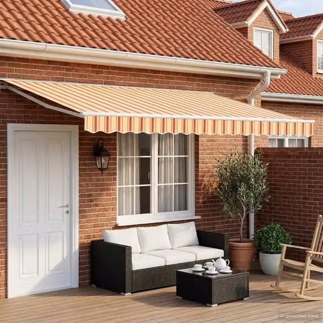 Tenda retrattile manuale Giallo e Arancione 4 × 3 m 3420257