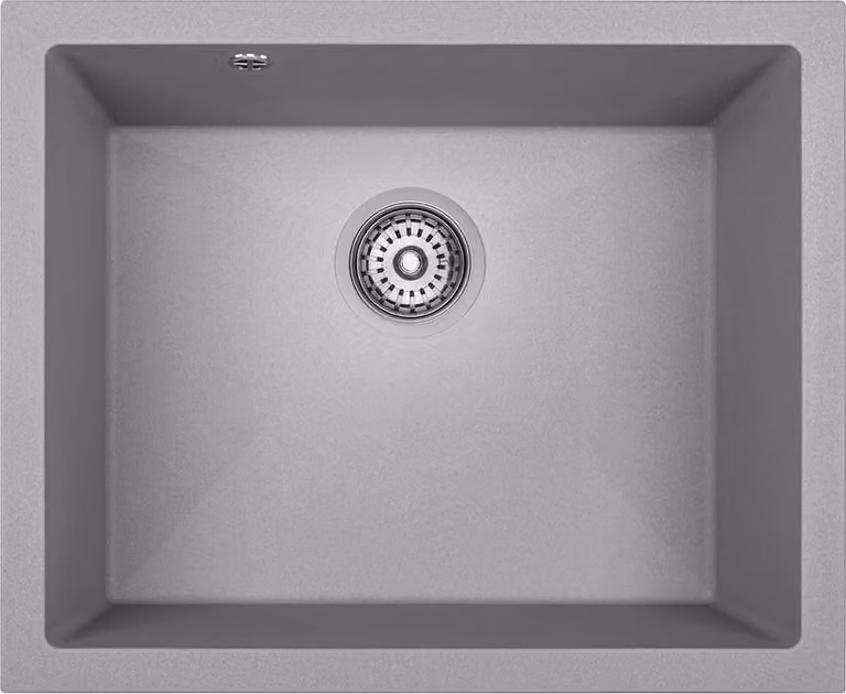 Lavello in granito, colore grigio, dimensioni: 460 mm (lunghezza) x 560 mm (larghezza) x 200 mm (profondità)