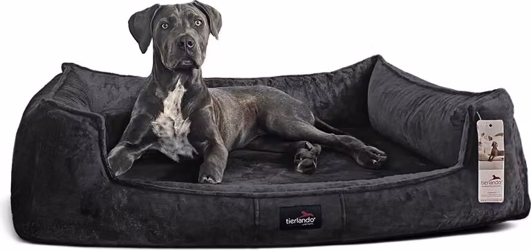tierlando® Lettino ortopedico per cani FRANKLIN Tessuto di peluche - Divano per cani - Dimensioni: 110x90cm | Colore: 40 Antracite