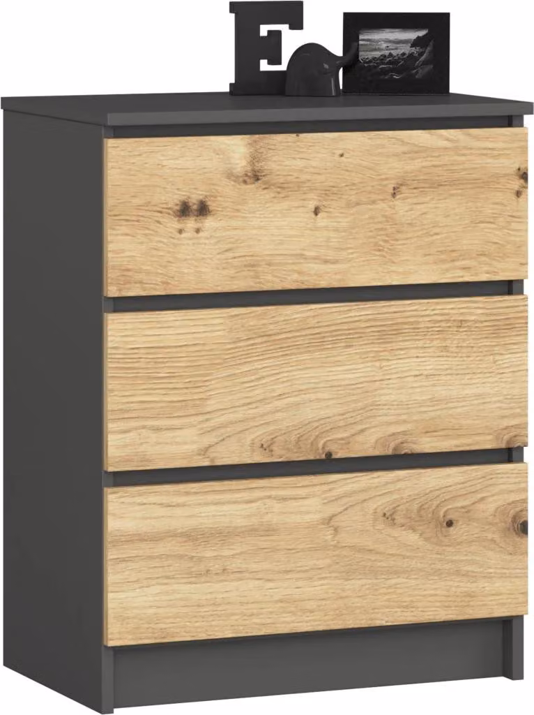 Cassettiera SAVRILA - grigio / rovere artisan