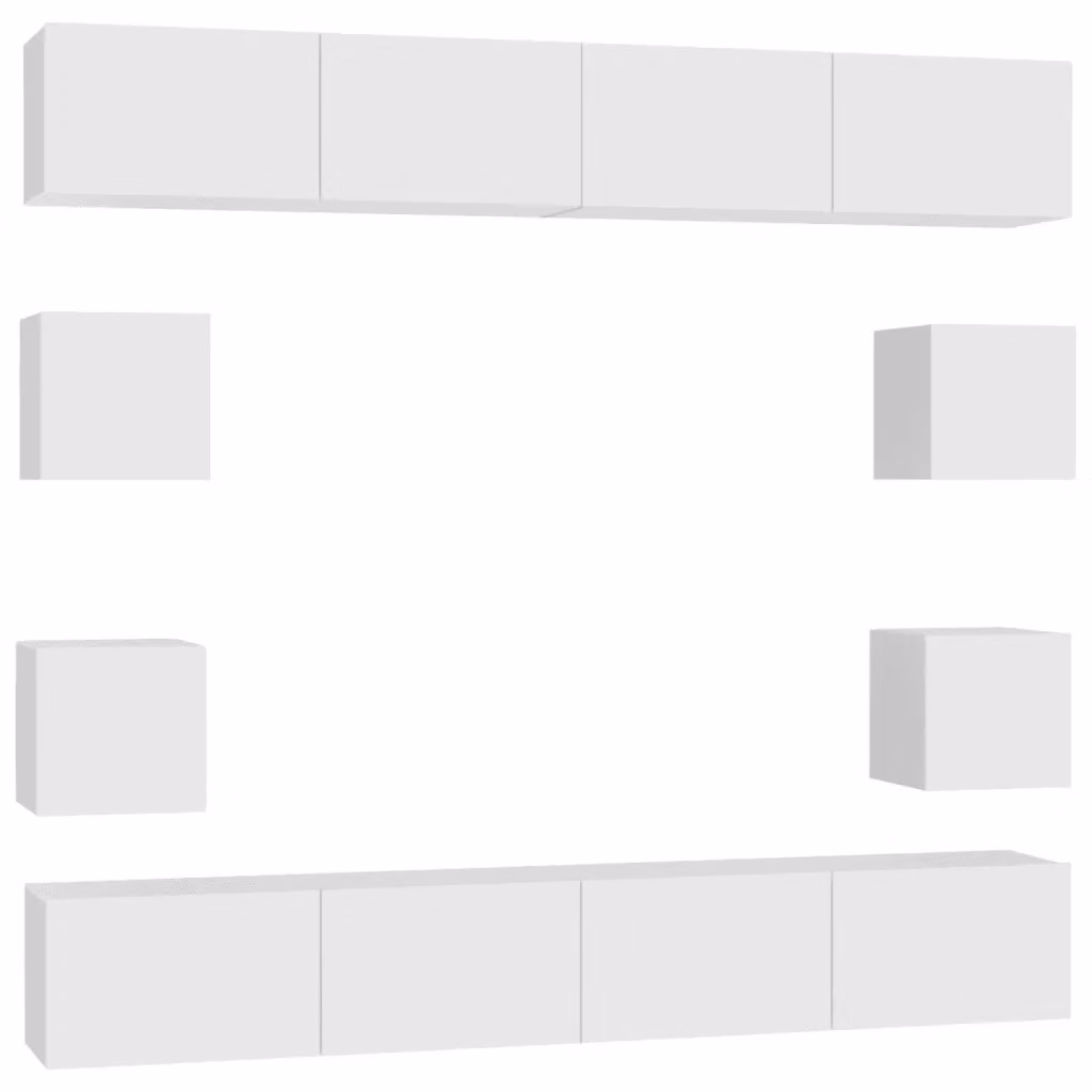 Set Mobili Porta TV da 8 Pezzi vidaXL in Legno Multistrato Bianco per Soggiorno in Stile Moderno – 2