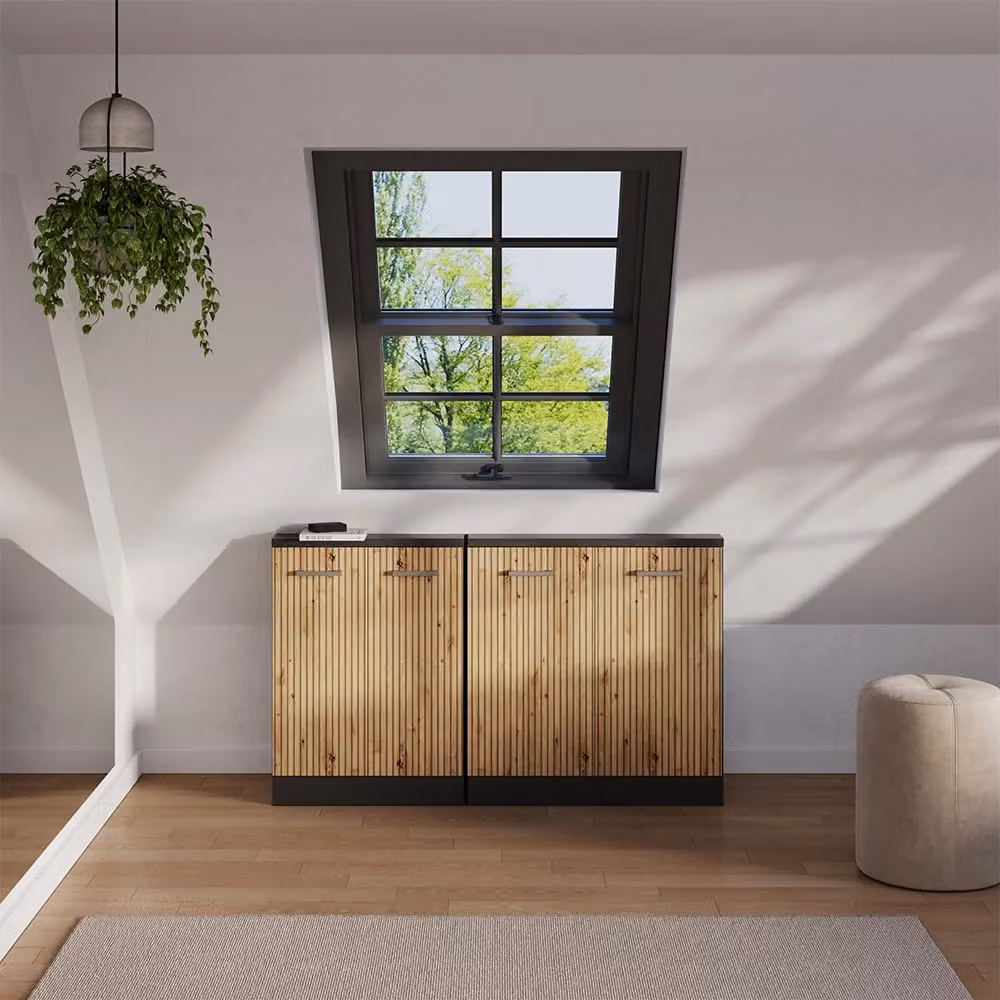 Mobile sottotetto Vicco Rion in Rovere e Antracite con 2 ante e ripiani interni L: 83.8 cm, P: 46.0 cm, H: 80.0 cm – 2