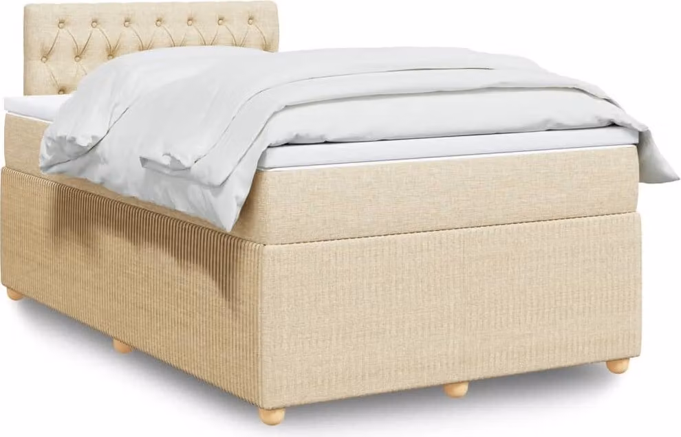 Maison Exclusive - Giroletto a Molle con Materasso Crema 120x190 cm in Tessuto