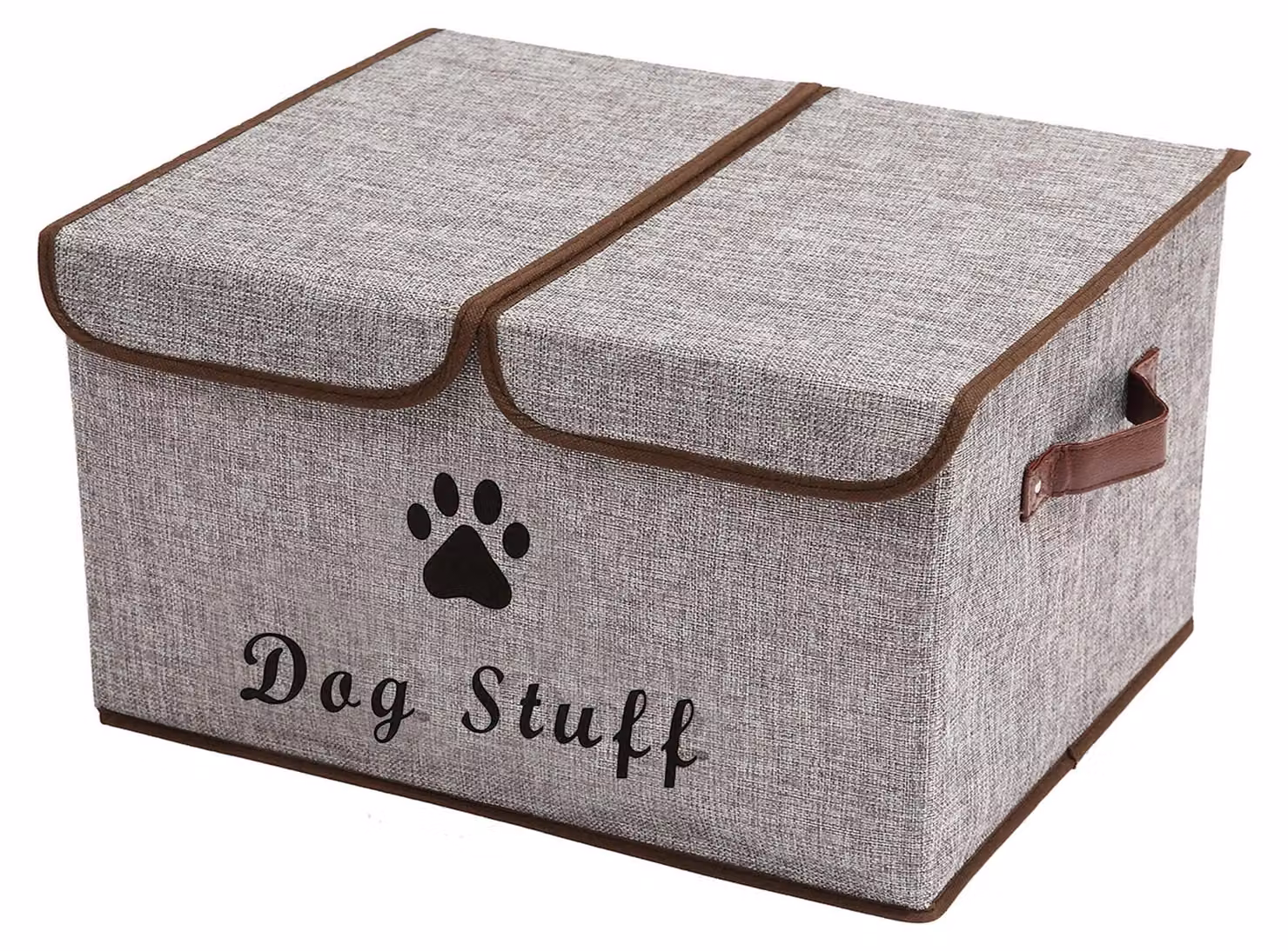 Contenitore per giocattoli per cani con coperchio, color grigio chiaro, scatola pieghevole per la conservazione, ideale per animali domestici