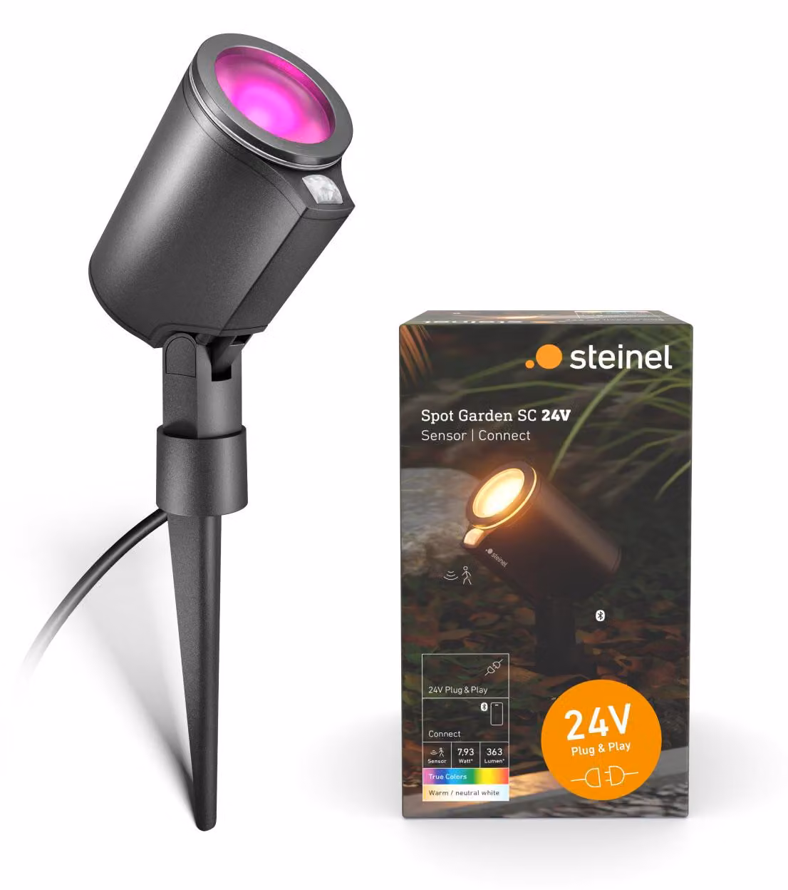 Steinel LED Spot Garden 24V orientabile + sensore di movimento bianco caldo-bianco neutro antracite