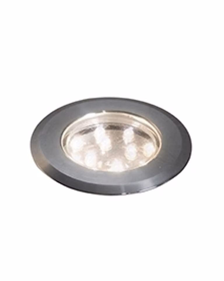 Konstsmide Faretto da incasso a pavimento a LED grande, set base da 3 pezzi in acciaio inossidabile, 3000K, 3x12 lm, 3x8,64 W, 12 V/240 V, acciaio inossidabile/vetro, 7465-000