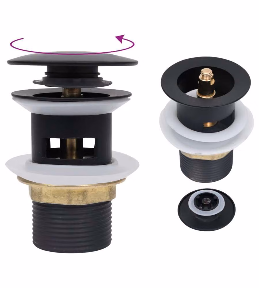 Scarico a Pressione con Funzione Troppopieno Nero 6,4x6,4x9,1cm