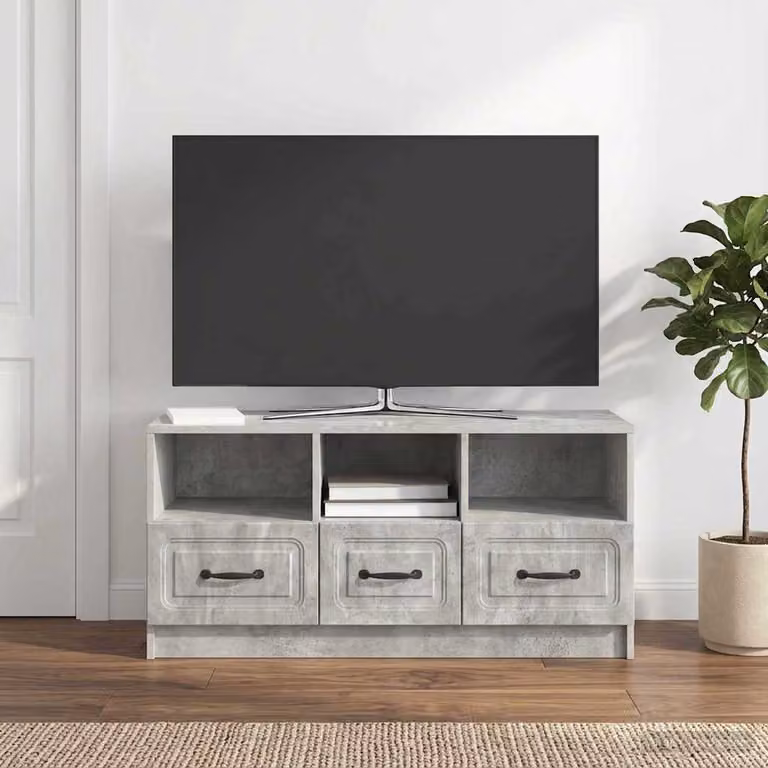 Mobile TV vidaXL con cassetto in stile moderno, Grigio Cemento, L: 102 cm, P: 34,5 cm, H: 47 cm