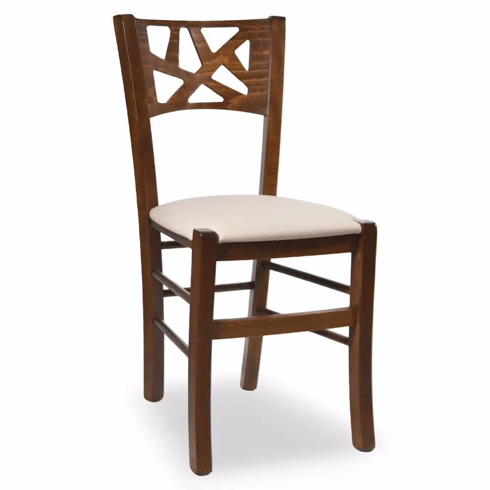 Set da 2 sedie da sala da pranzo Sissy in legno di faggio color noce scuro con seduta imbottita beige – 2