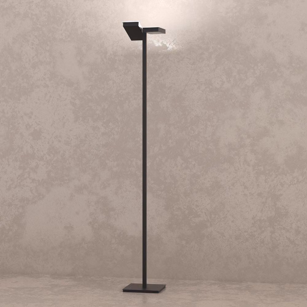 Piantana Moderna Style Metallo Nero Vetro Bianco 6 Luci Gx53
