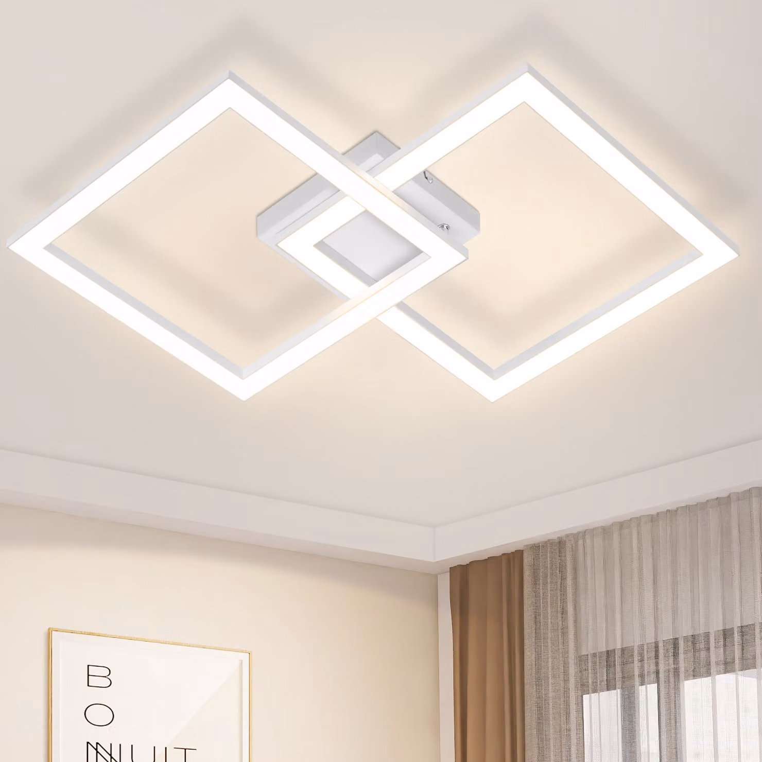 ZMH LED plafoniera lampada da soffitto lampada da soggiorno camera da letto lampada da soggiorno bianca lampada da cucina moderna 24W 3000K bianco caldo lampada da corridoio illuminazione angolare da soffitto per camera da letto cucina corridoio