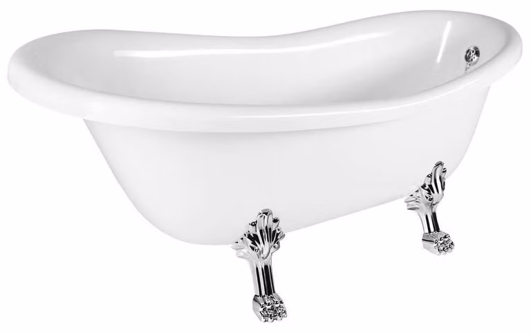 Vasca da bagno freestanding RETRO 157x76,5x73 cm, bianca, piedini cromati