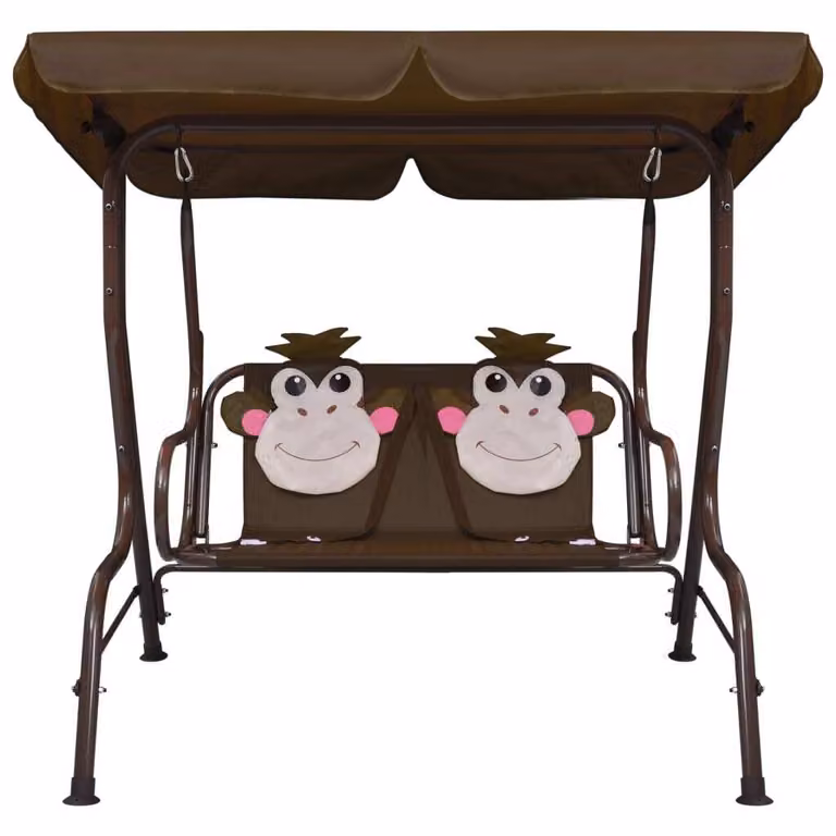 vidaXL Altalena hollywood per bambini marrone 115×75×110 cm tessuto