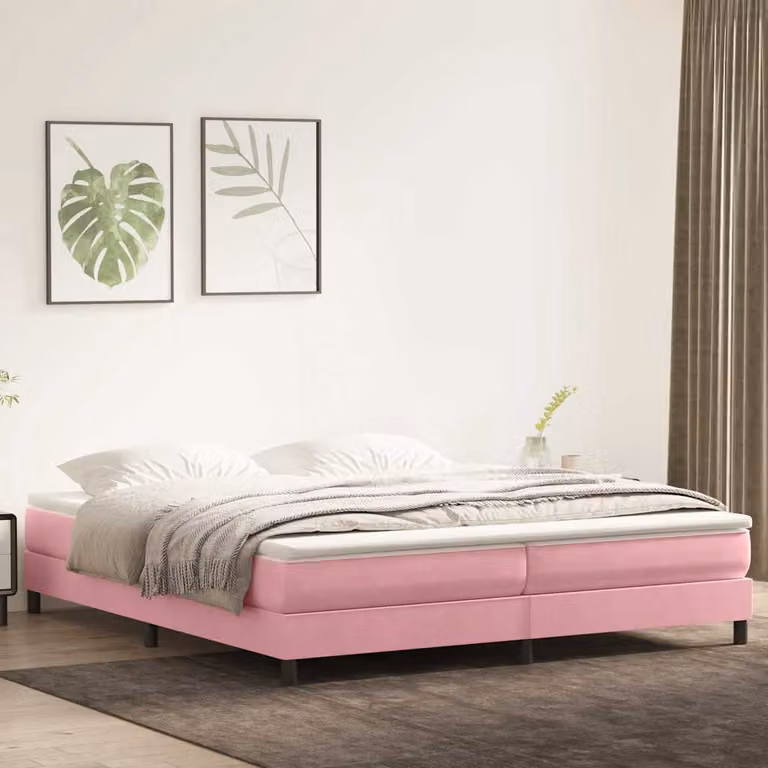 vidaXL Letto a Molle in Velluto Rosa con Doghe Curvate L/P/H: 200 x 223 x 25 cm