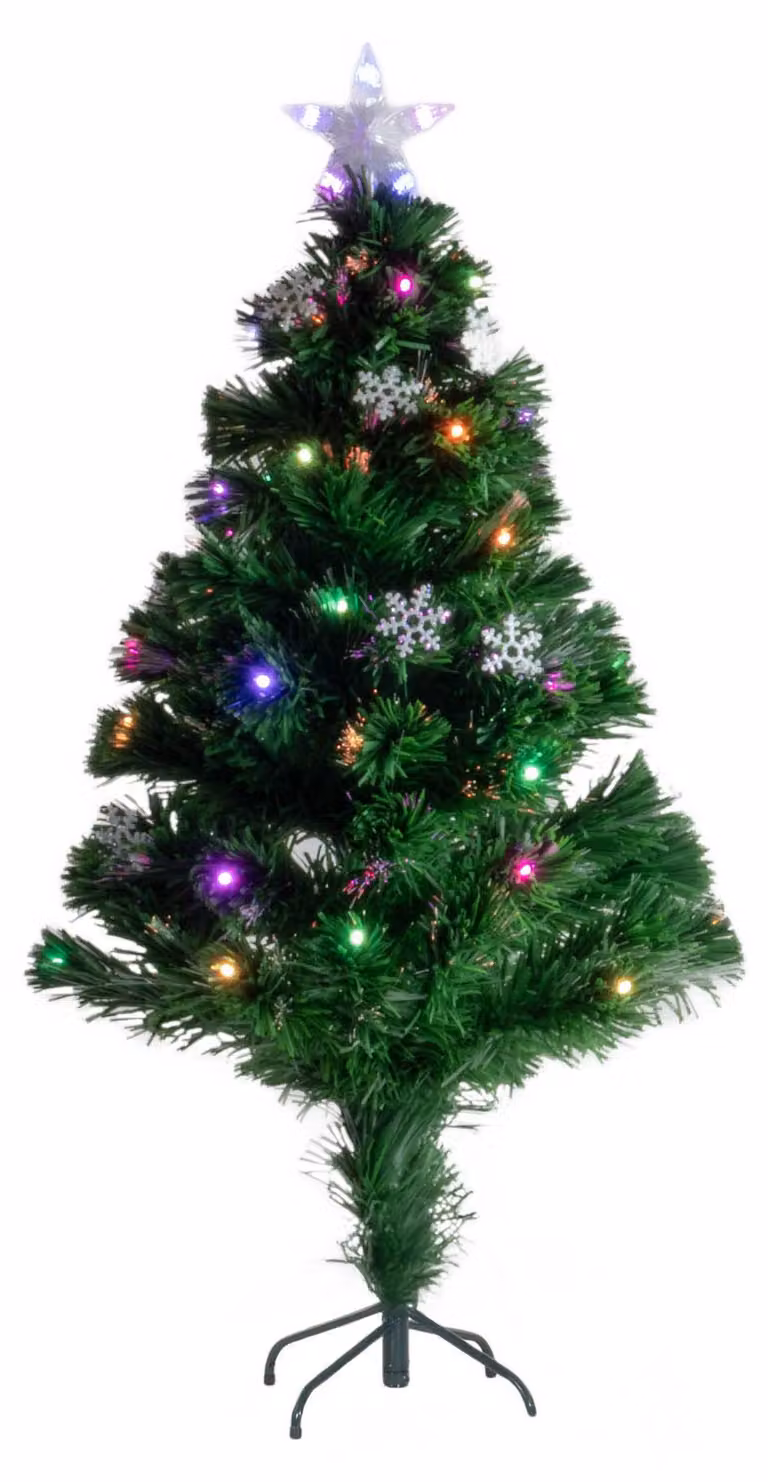 Albero di Natale artificiale con luci e stella, 120 cm