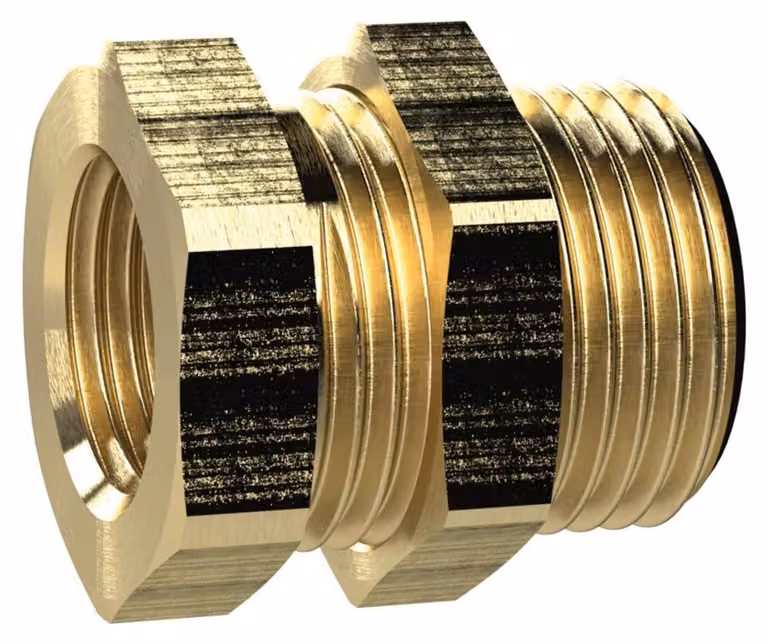 Raccordo a paratia Riegler, M42x2 a., G 1 i., SW1 45, SW2 50, ottone
