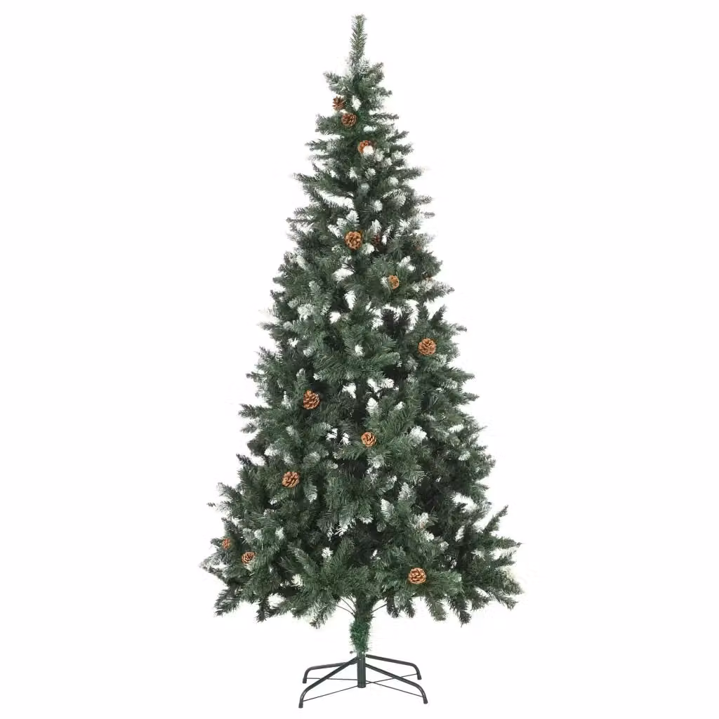 Albero di Natale Artificiale Preilluminato con LED vidaXL, Colore Verde e Bianco, Altezza: 210 cm – 2