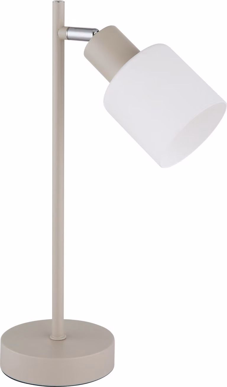 Lampada da tavolo, vetro opalino, sabbia, spot orientabile, H 35 cm