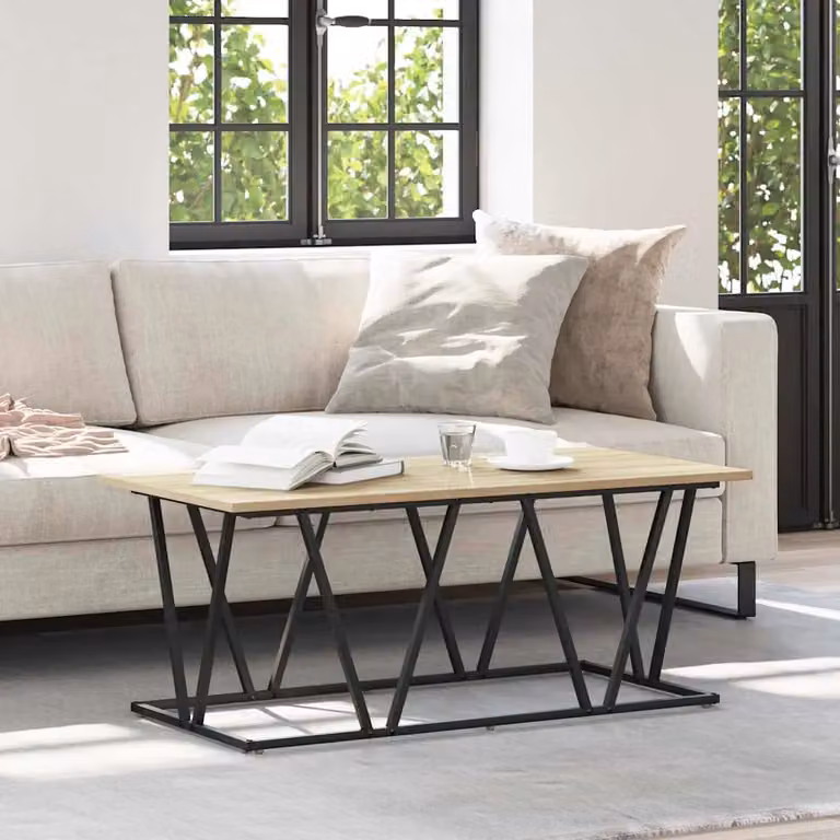 vidaXL Tavolino da salotto moderno rettangolare in legno e metallo, L/P/H: 100 x 50 x 40 cm