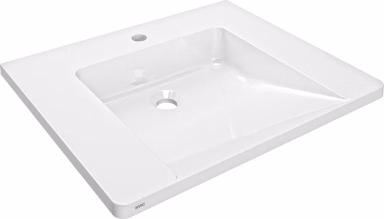 KWC AR lavabo singolo, EXOS, MIRANIT, 600x125x500 mm, bianco, foro per rubinetto