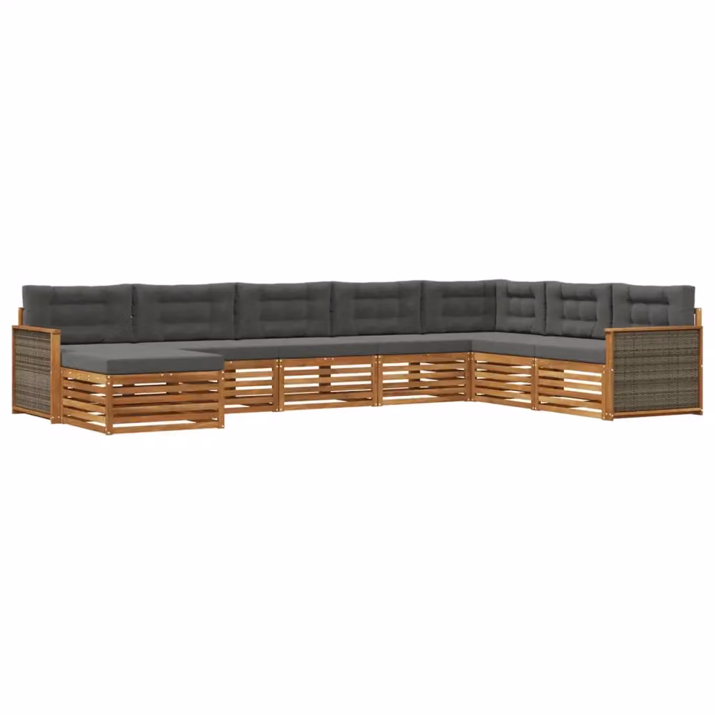 Set di divani da esterno a L vidaXL in legno di acacia con 8 pezzi, beige e antracite – 2