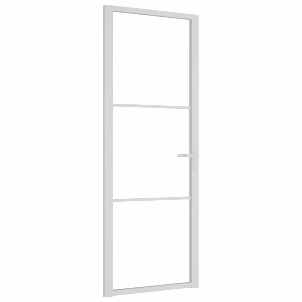 Porta Interna 76x201,5 cm Bianca in Vetro ESG e Alluminio