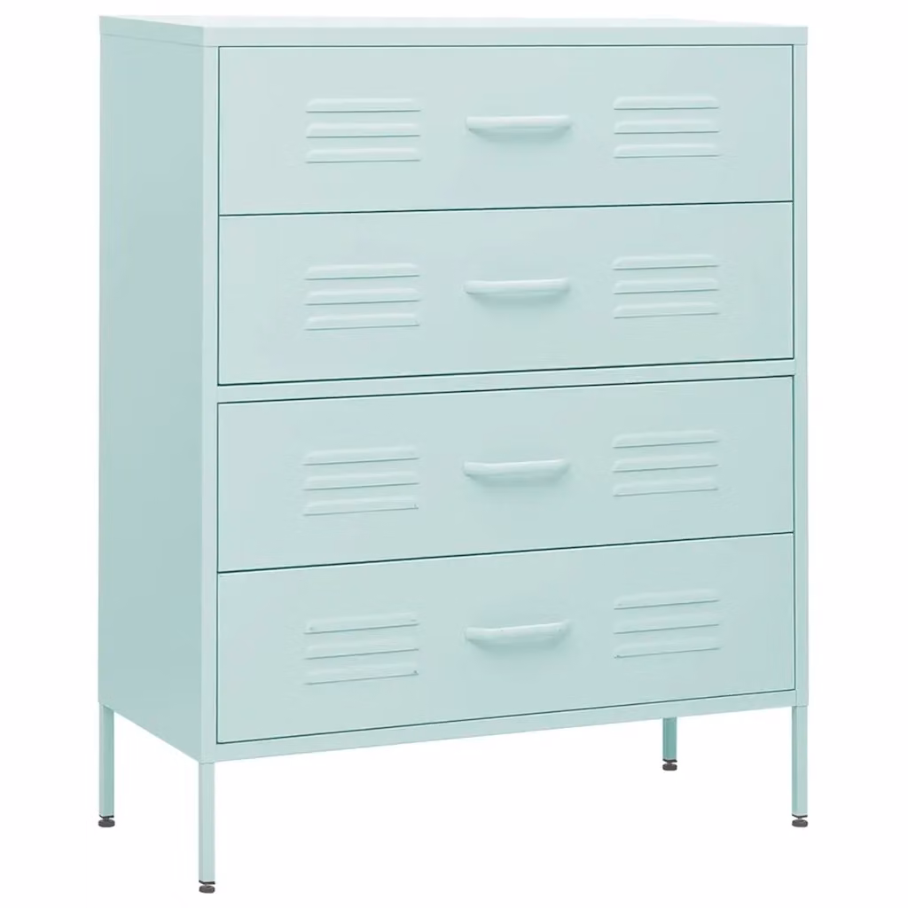 vidaXL Cassettiera Moderna in Metallo Verde/Blu L: 80 cm, P: 35 cm, H: 101,5 cm – 2