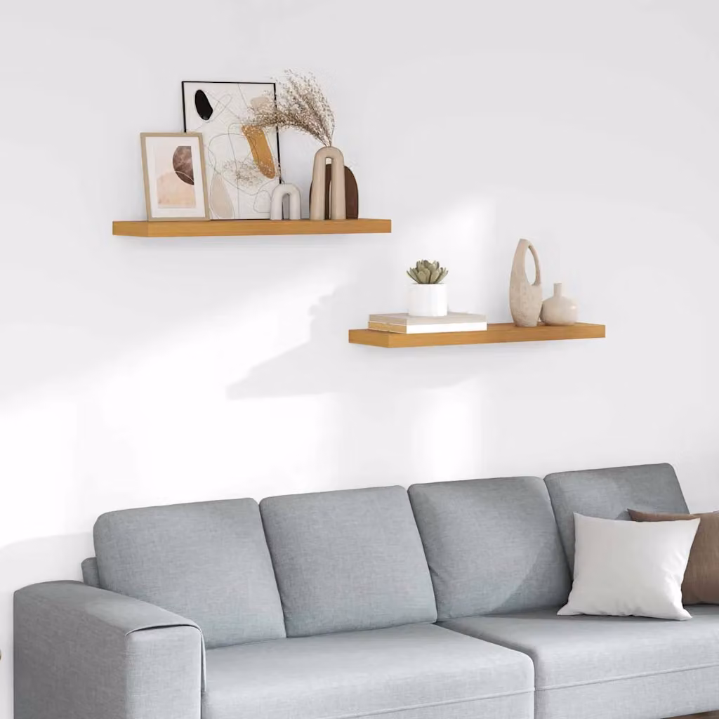 Set di 2 Scaffali da parete moderni vidaXL in MDF Beige L: 80 cm, P: 23,5 cm, H: 3,8 cm