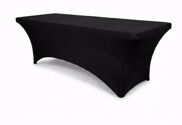 IvoQ Copritavolo elasticizzato nero - 183 x 76 x 76 cm - Per tavolo pieghevole, tavolo da buffet e tavolo da festa - Rettangolare - Antipiega