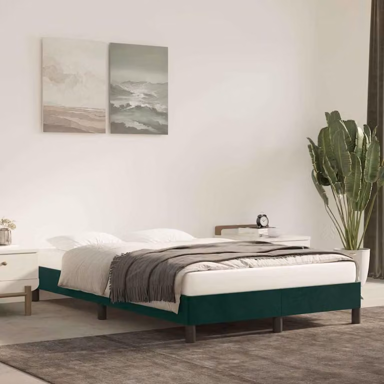 vidaXL Giroletto in Velluto Verde Scuro senza Materasso L: 120 cm, P: 200 cm