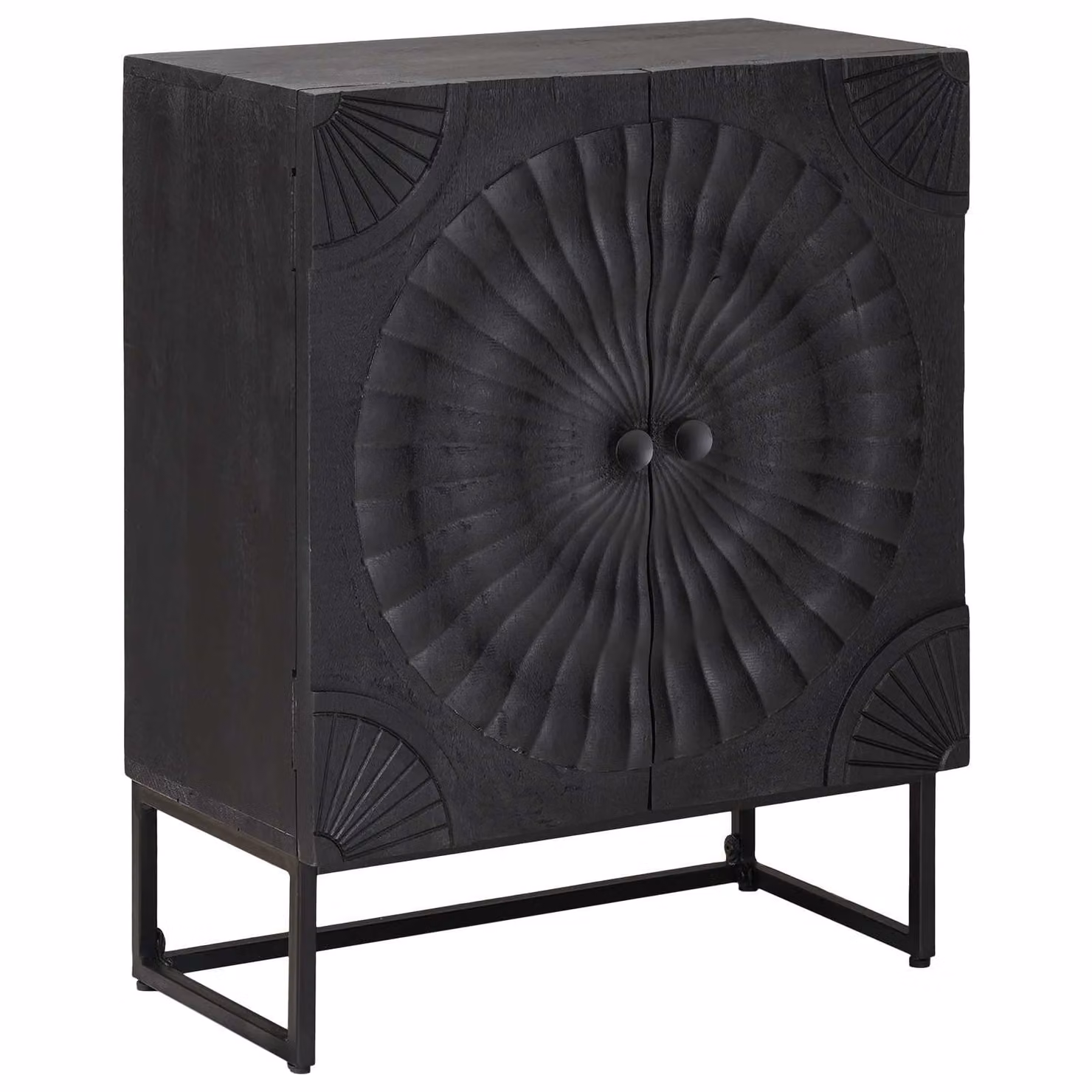 Credenza moderna vidaXL in legno di mango nero L: 55 cm, P: 30 cm, H: 70 cm