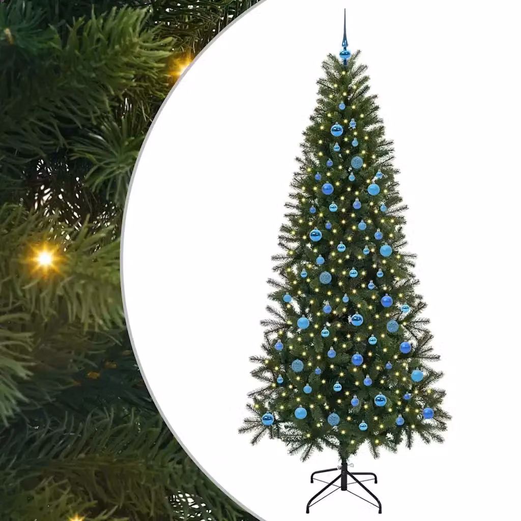 Albero di Natale artificiale moderno vidaXL verde con 300 LED luce bianca calda in PE e PVC – 2