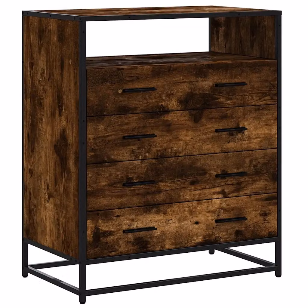 Cassettiera in stile industriale vidaXL in legno e metallo, colore marrone, L 70 cm, P 41 cm, H 83,5 cm – 2