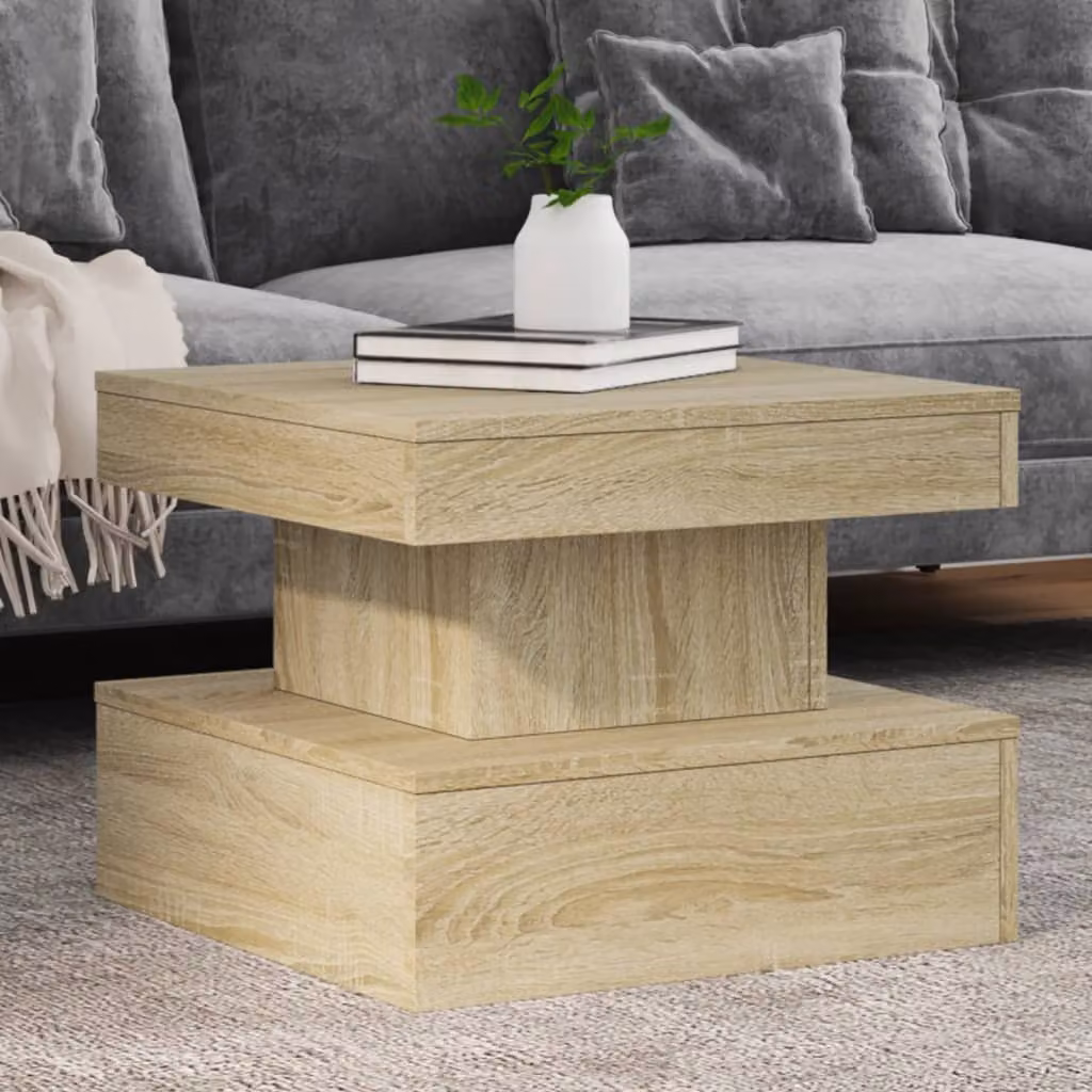 vidaXL Tavolino da Salotto Moderno Quadrato in Legno e Metallo, Colore Marrone e Beige, L/P/H: 50 x 50 x 40 cm