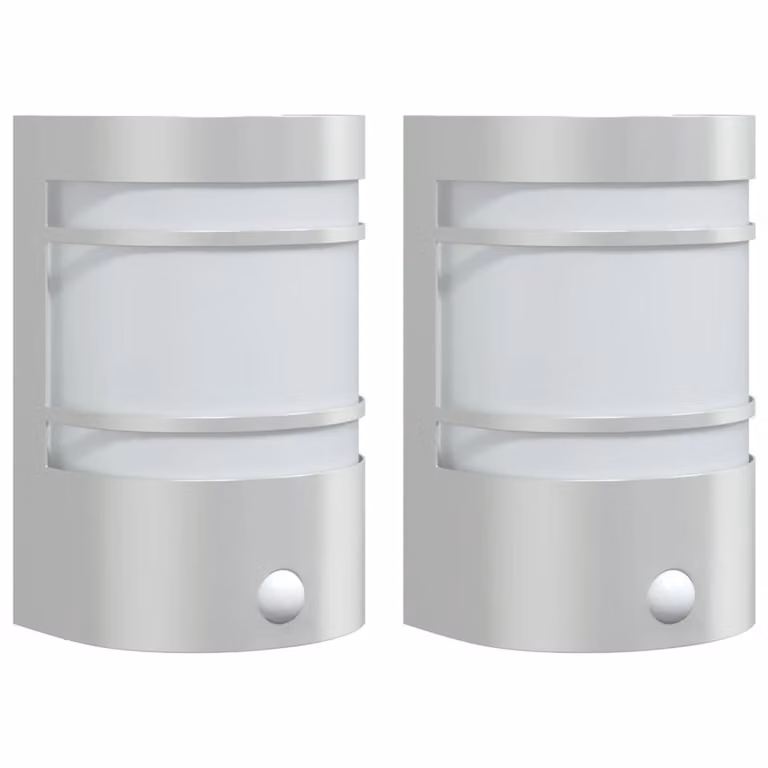 Applique per Esterno con Sensore 2 pz Argento in Acciaio Inox